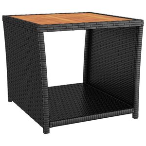 vidaXL Tavolino con Piano Legno Nero Polyrattan Legno Massello Acacia