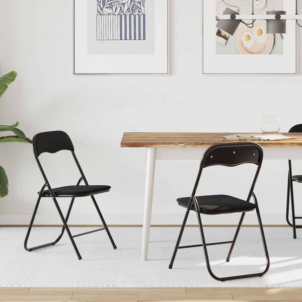 vidaXL Sedia pieghevole 2 pcs Nero 48 x 44 x 78 cm Velluto