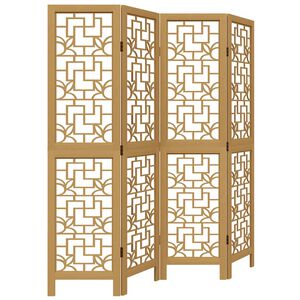 vidaXL Divisorio Ambienti 4 Pannelli Marrone Legno Massello Paulownia