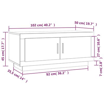 vidaXL Tavolino da Salotto Nero 102x50x45 cm in Legno Compensato