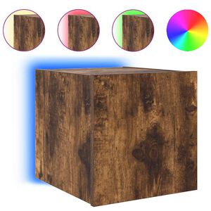 vidaXL Mobile TV a Parete con Luci LED Rovere Fumo 30,5x35x30 cm