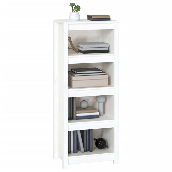 vidaXL Libreria Bianca 50x35x125,5 cm in Legno Massello di Pino