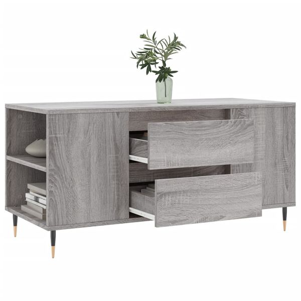 vidaXL Tavolino Salotto Grigio Sonoma 102x44,5x50 cm Legno Multistrato