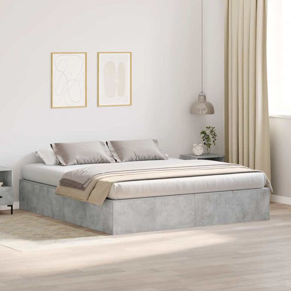 vidaXL Struttura letto con contenitore Grigio cemento 180 x 200 cm