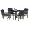 vidaXL Set da Pranzo per Giardino 5 pcs Grigio e Nero Rattan