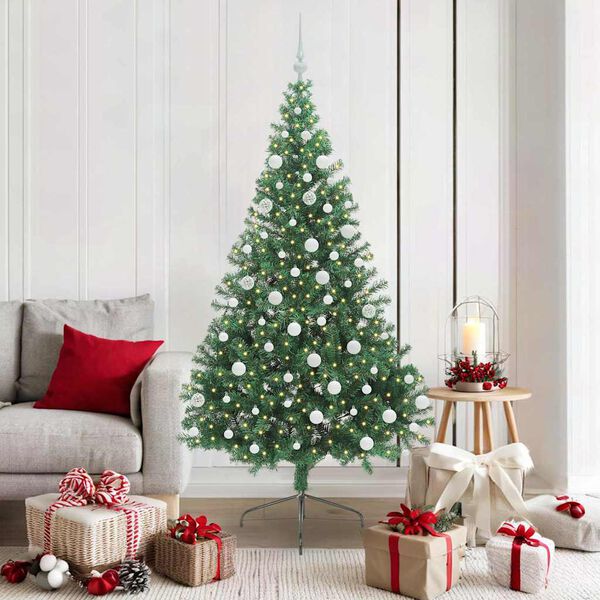 vidaXL Albero di Natale artificiale con luci integrate Verde 180 cm