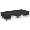 vidaXL Set Divani da Giardino 11 pz con Cuscini in Polyrattan Nero