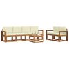 vidaXL Set di divani da esterno con cuscino 7 pcs Naturale e Crema