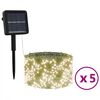 vidaXL Luci Solari Fatate 5 pz 5x200 LED Bianco Caldo Interni Esterni