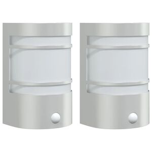 vidaXL Applique per Esterno con Sensore 2 pz Argento in Acciaio Inox
