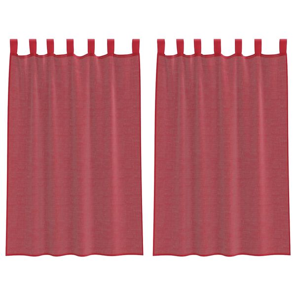 vidaXL Tende in Voile con Passanti 2 pz Rosso Vino 140x175 cm