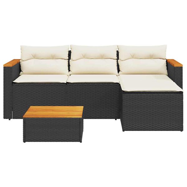 vidaXL Set Divani da Giardino 3 pz con Cuscini in Polyrattan Nero