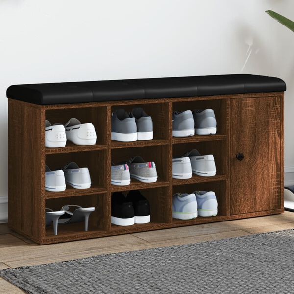 vidaXL Panca Porta Scarpe Rovere Marrone 102x32x50cm Legno Multistrato