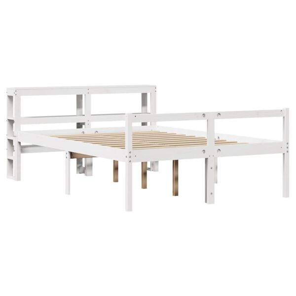vidaXL Letto Anziani con Testiera Bianco 135x190cm Legno Massello Pino