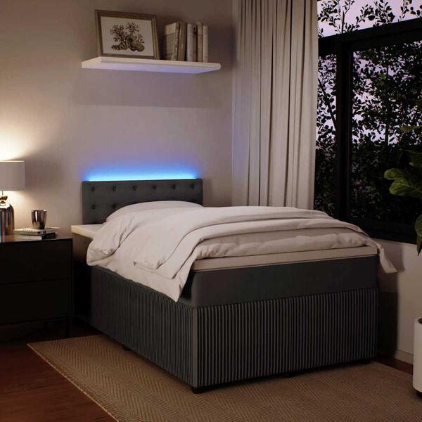 vidaXL Giroletto a Molle con Materasso Grigio Scuro 120x200 cm Velluto