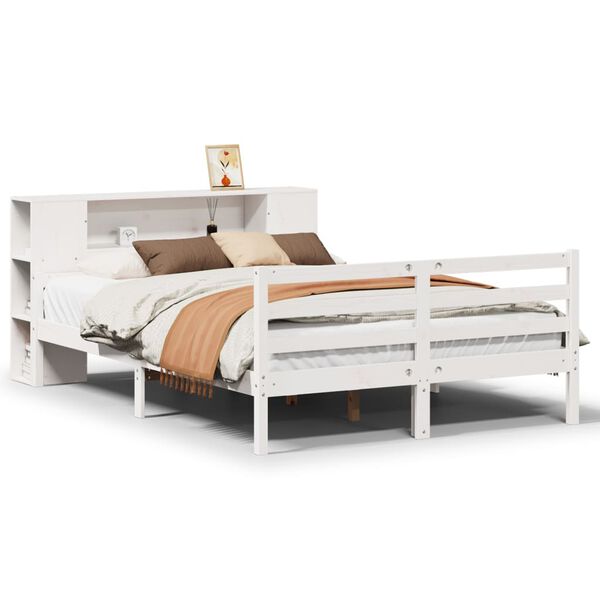 vidaXL Letto Libreria senza Materasso Bianco 150x200 cm Legno di Pino