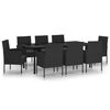 vidaXL Set da Pranzo da Giardino 9 pz Nero
