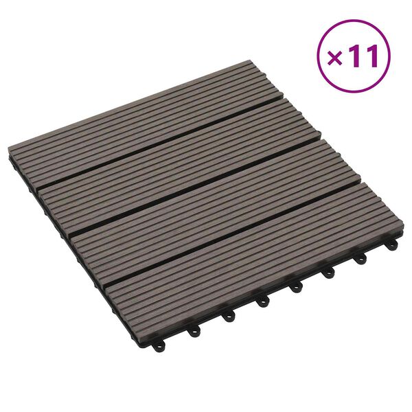 vidaXL Piastrella per Decking 11 pcs Marrone Scuro 30 x 30 cm WPC