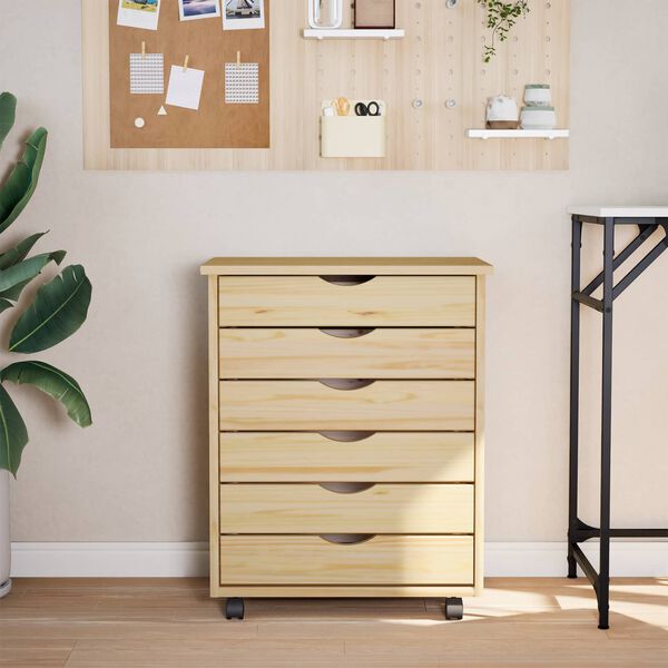 vidaXL Armadietto Rotolante con Cassetti MOSS Vernice trasparente