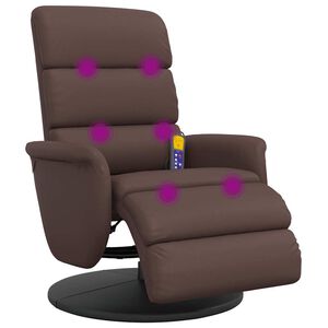 vidaXL Poltrona Reclinabile Massaggio Poggiapiedi Marrone Similpelle