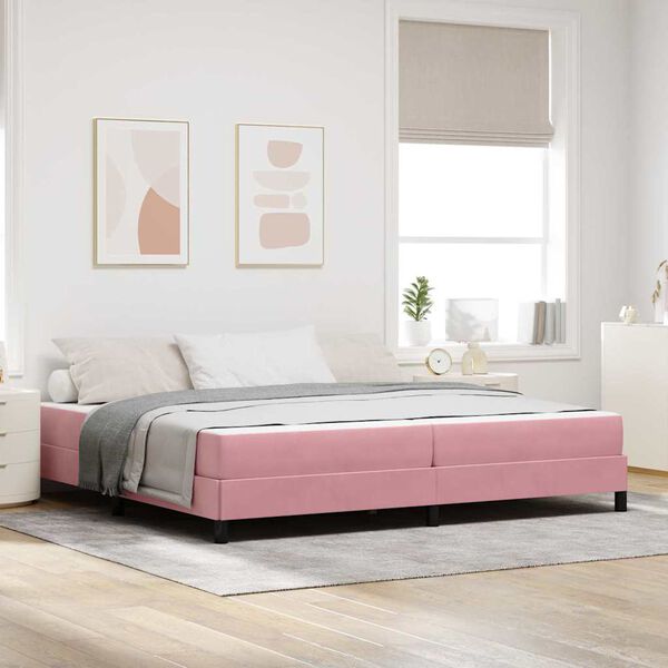 vidaXL Letto a molle con materasso Rosa 200 x 200 cm Tessuto