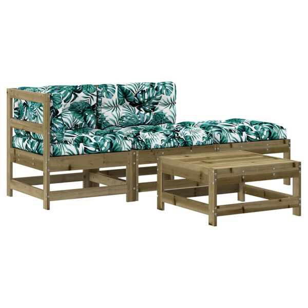 vidaXL Set Divani da Giardino 4pz con Cuscini Legno Impregnato di Pino
