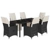 vidaXL Set da Pranzo da Giardino 7 pz Nero con Cuscini in Polyrattan