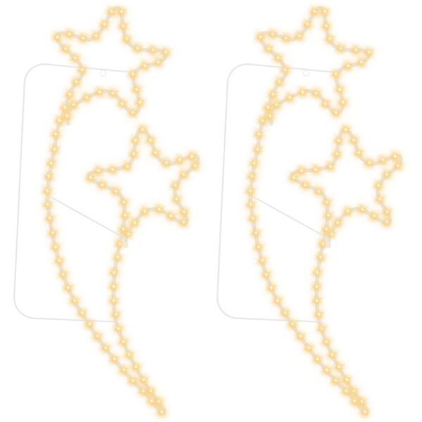 vidaXL Stringhe Luci a Forma di Stella 2pz Bianco Caldo 125,5x53x4,5cm