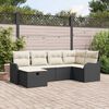 vidaXL Set Divano da Giardino con cuscino 6 pcs Nero Poly Rattan