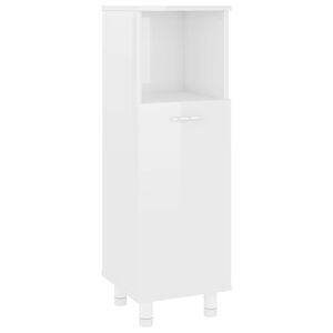 vidaXL Mobile da Bagno Bianco Lucido 30x30x95 cm in Legno Multistrato