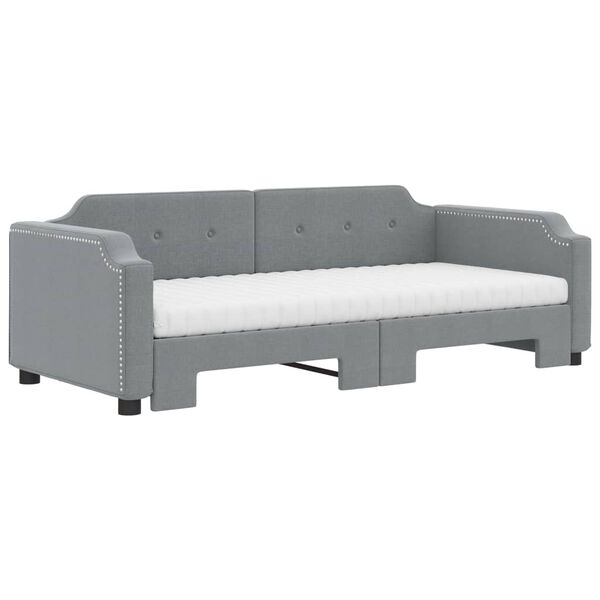 vidaXL Divano Letto Estraibile Materassi Grigio Chiaro 100x200 Tessuto