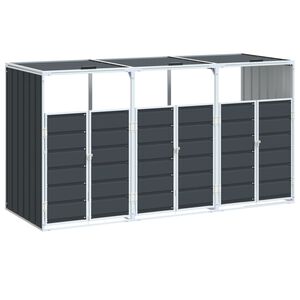 vidaXL Copribidone Ruote per 3 Bidoni Antracite 216x81x115 cm Acciaio