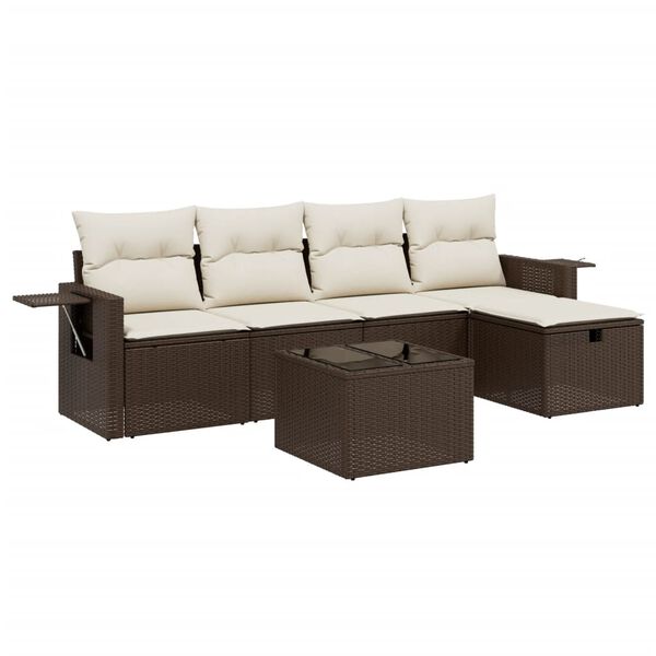 vidaXL Set Divano da Giardino 6 pz con Cuscini Marrone in Polyrattan