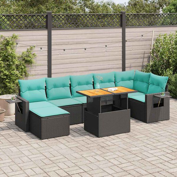 vidaXL Set Divani da Giardino con Cuscini 8 pz Nero in Polyrattan
