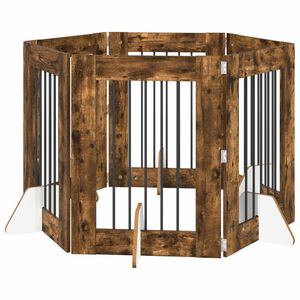 vidaXL Cancello per cani con supporti 6 pcs Rovere Fumo 60 x 80 cm