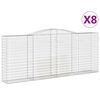 vidaXL Cesti Gabbioni ad Arco 8 pz 400x50x160/180 cm Ferro Zincato