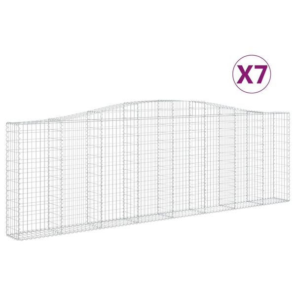 vidaXL Cesti Gabbioni ad Arco 7 pz 400x30x120/140 cm Ferro Zincato