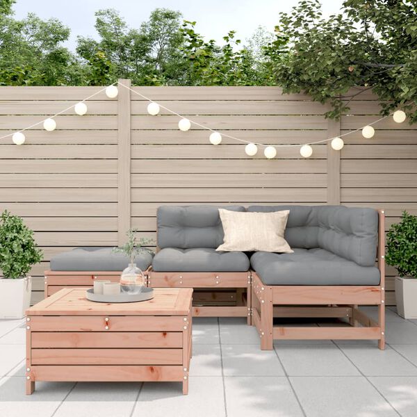 vidaXL Set Divani Giardino 5 pz con Cuscini Legno Massello di Douglas