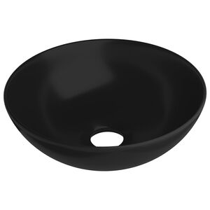 vidaXL Lavandino da Bagno in Ceramica Nero Opaco Rotondo