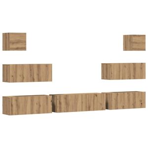 vidaXL Set Mobile TV 7 pz Montato a Parete Rovere in Legno Multistrato