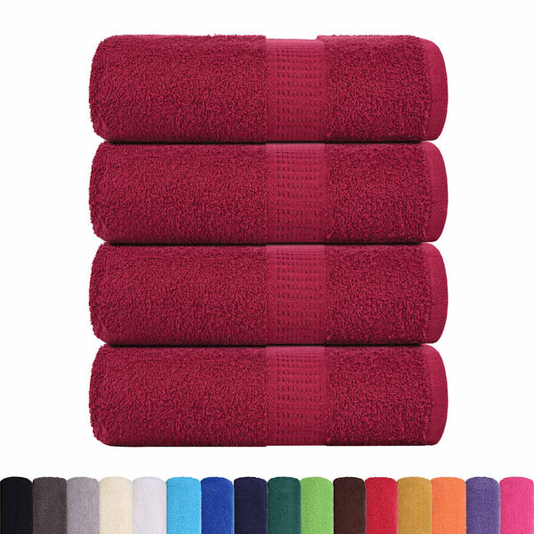 vidaXL Asciugamani per ospiti FROGN 4 pz Bordeaux 30x50 cm 360 g/m&sup2;