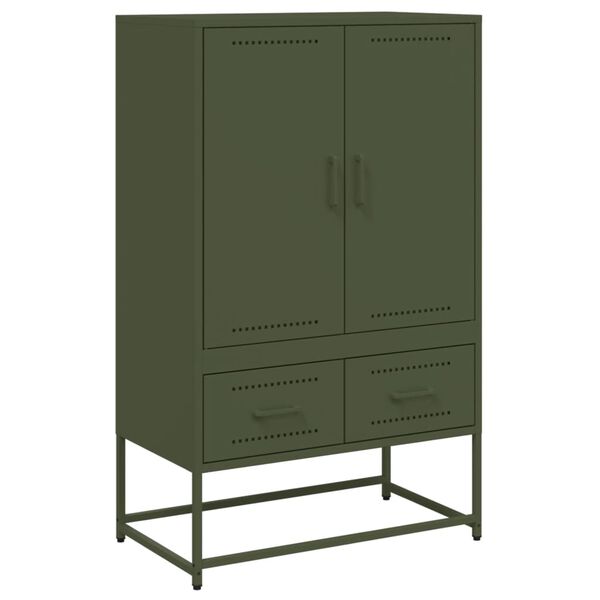 vidaXL Credenza Verde Oliva 68x39x111,5 cm in Acciaio