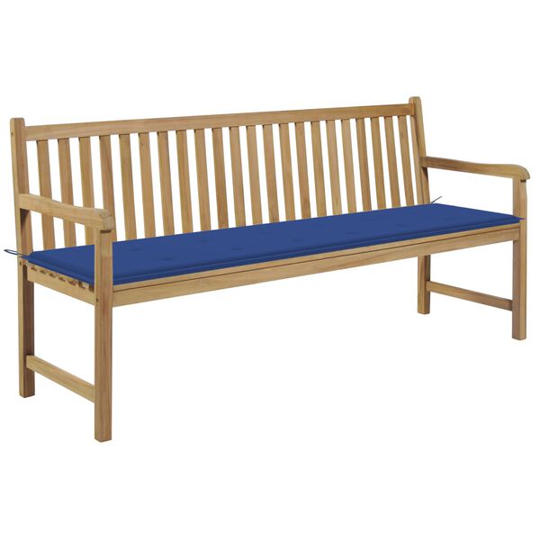 vidaXL Panca da Giardino con Cuscino Blu Reale 175 cm Legno di Teak