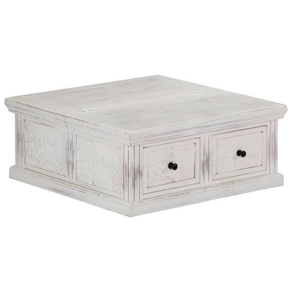 vidaXL Tavolino da Salotto Bianco 70x70x30 cm Legno Massello di Mango