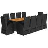 vidaXL Set da Pranzo da Giardino 11 pz con Cuscini in Polyrattan Nero
