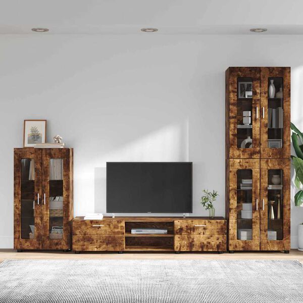vidaXL Set mobile TV con cassetto Rovere fum&eacute; Legno multistrato