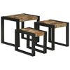 vidaXL Tavolo Nesting 3 pz Marrone e Nero 50 x 40 x 45 cm