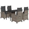 vidaXL Set da Pranzo da Giardino 5 pz con Cuscini in Polyrattan Grigio