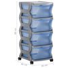 vidaXL Cassettiera con Ruote 36x40x80 cm Grigio e Blu