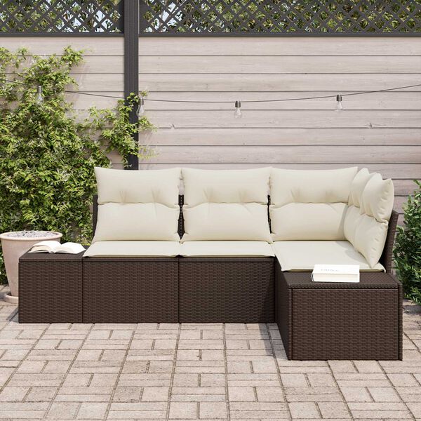 vidaXL Set Divano da Giardino 4 pcs Marrone polyrattan